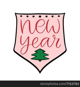Calligraphic New Year badge. Printable holiday template. New year vintage label in vector. Calligraphic New Year badge. Printable holiday template. New year vintage label in vector.