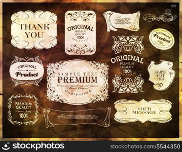 calligraphic, ornamental design elements, page decoration, label premium set