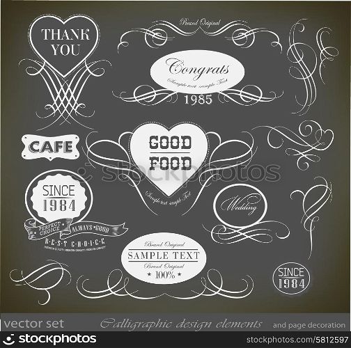 calligraphic /page decoration/ vector set ?an be used for invitation, congratulation or website