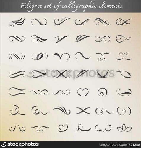Calligraphic set of vintage design elements