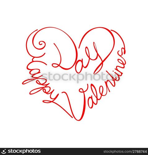 calligraphic text happy valentine&acute;s day from the heart shape