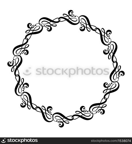 Calligraphic vector wedding frame wreath with place for text. Isolated flourish vintage element for design. Perfect for seasonal holidays, Thanksgiving Day, Valentines Day, greeting card.. Calligraphic vector wedding frame wreath with place for text. Isolated flourish vintage element for design. Perfect for seasonal holidays, Thanksgiving Day, Valentines Day, greeting card