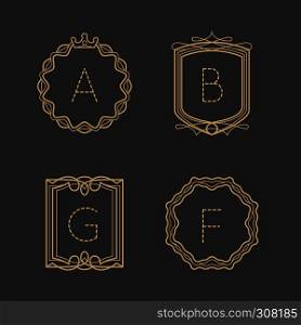 Calligraphic vintage modern vector flourishes monogram emblems. Calligraphic vintage monograms