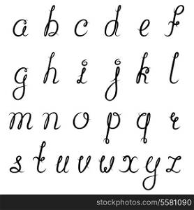 Calligraphic vintage script font alphabet isolated vignette cursive symbols vector illustration