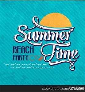 "Calligraphic Writing "Summer time - beach party", vector illustration"