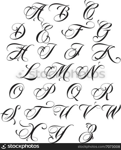 Calligraphy alphabet. Design elements.Decoration