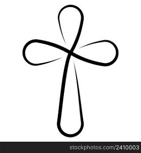 Calligraphy Christian cross, vector calligraphy lines cross, tattoo sign symbol of faith in God and Jesus Christ