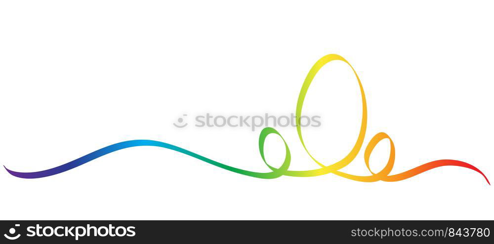 Calligraphy Colorful Rainbow Easter Egg Ribbon on White, stock vector illustration