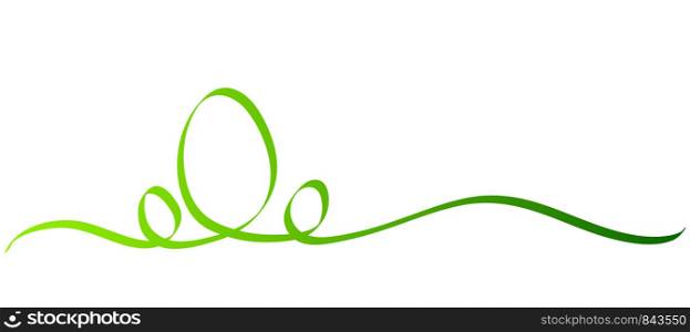 Calligraphy Green Easter Egg Ribbon on White, stock vector illustration