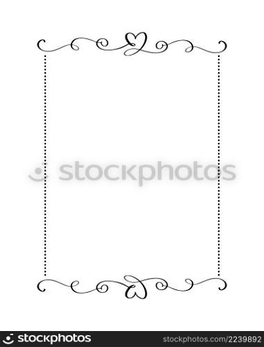 Calligraphy rectangular vector ornamental frame with heart. Valentine Day decorative ornament for decoration, design of wedding invitation, love romantic greeting card.. Calligraphy rectangular vector ornamental frame with heart. Valentine Day decorative ornament for decoration, design of wedding invitation, love romantic greeting card
