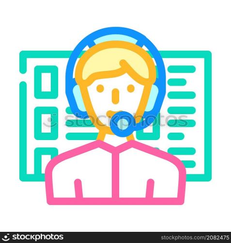 calling call center worker color icon vector. calling call center worker sign. isolated symbol illustration. calling call center worker color icon vector illustration