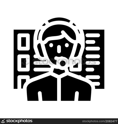 calling call center worker glyph icon vector. calling call center worker sign. isolated contour symbol black illustration. calling call center worker glyph icon vector illustration