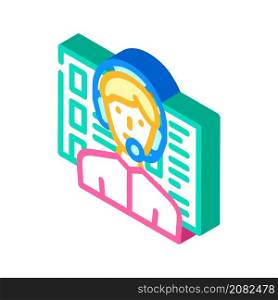 calling call center worker isometric icon vector. calling call center worker sign. isolated symbol illustration. calling call center worker isometric icon vector illustration