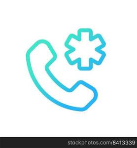 Calling emergency pixel perfect gradient linear ui icon. Urgent first aid. Contact medical clinic. Line color user interface symbol. Modern style pictogram. Vector isolated outline illustration. Calling emergency pixel perfect gradient linear ui icon