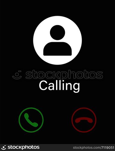Calling in realistic style. Cell phone icon vector. Social media icon user. Interface social media. Video call screen template. Social media mockup. Call screen smartphone. EPS 10. Calling in realistic style. Cell phone icon vector. Social media icon user. Interface social media. Video call screen template. Social media mockup. Call screen smartphone.