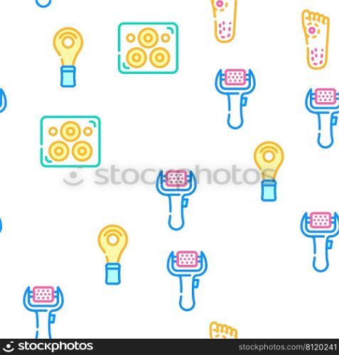 Callus Remover Tool Vector Seamless Pattern Color Line Illustration. Callus Remover Tool Vector Seamless Pattern