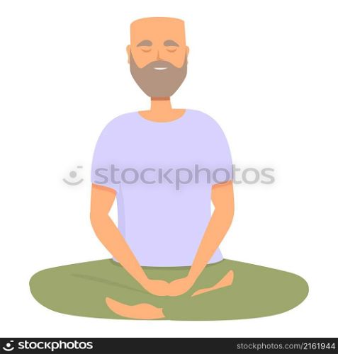 Calm meditation icon cartoon vector. Man relax. Happy character. Calm meditation icon cartoon vector. Man relax