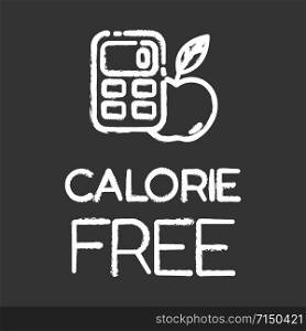 Calorie free chalk icon. Low calories snacks for weight loss. Product free ingredient. Fresh food. Nutritious fruits. Healthy eating, dietary. Balanced meals. Isolated vector chalkboard illustration