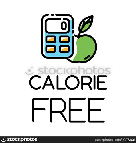 Calorie free color icon. Low calories snacks for weight loss. Product free ingredient. Fresh organic food. Nutritious fruits. Healthy eating, dietary. Balanced meals. Isolated vector illustration