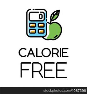 Calorie free color icon. Low calories snacks for weight loss. Product free ingredient. Fresh organic food. Nutritious fruits. Healthy eating, dietary. Balanced meals. Isolated vector illustration