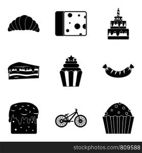 Calory icons set. Simple set of 9 calory vector icons for web isolated on white background. Calory icons set, simple style
