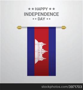 Cambodia Independence day hanging flag background