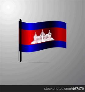 Cambodia waving Shiny Flag design vector