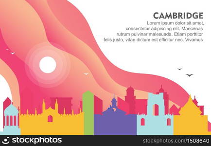 Cambridge City Building Cityscape Skyline Dynamic Background Illustration