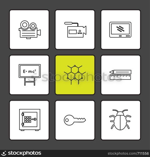 camcoder , camera , video , multimedia , computer , setting , percentage , chemical , news , keyboard,  board , camera , messages ,icon, vector, design,  flat,  collection, style, creative,  icons