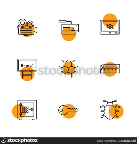 camcoder , camera , video , multimedia , computer , setting , percentage , chemical , news , keyboard, board , camera , messages ,icon, vector, design, flat, collection, style, creative, icons