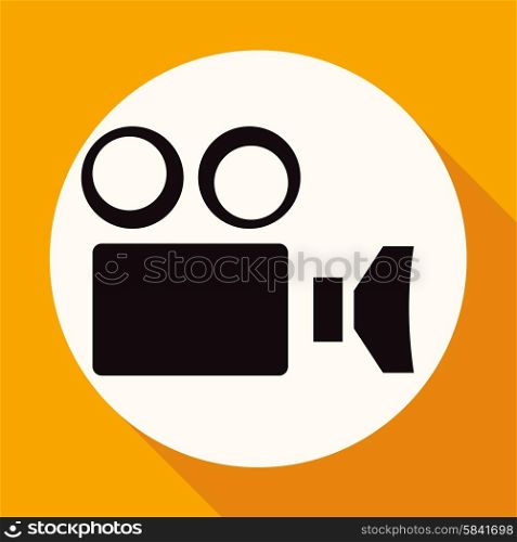 Camcorder Camera icon on white circle with a long shadow