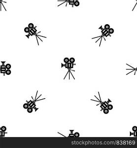 Camcorder pattern repeat seamless in black color for any design. Vector geometric illustration. Camcorder pattern seamless black