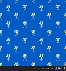 Camcorder pattern repeat seamless in blue color for any design. Vector geometric illustration. Camcorder pattern seamless blue