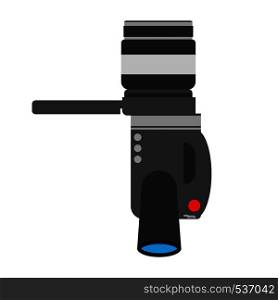 Camcorder top view professional black illustration sign. Etertainment industry flat icon