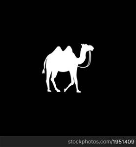 Camel icon in white on a black background. Vector.