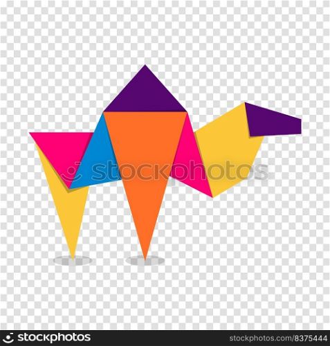 Camel origami. Abstract colorful vibrant camel logo design. Animal origami. Vector illustration