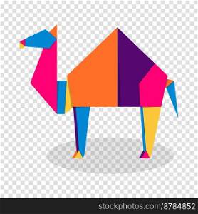 Camel origami. Abstract colorful vibrant camel logo design. Animal origami. Vector illustration