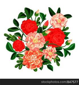 Camellia bouquet icon. Cartoon of camellia bouquet vector icon for web design isolated on white background. Camellia bouquet icon, cartoon style