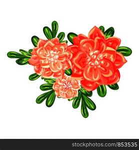 Camellia bunch icon. Cartoon of camellia bunch vector icon for web design isolated on white background. Camellia bunch icon, cartoon style