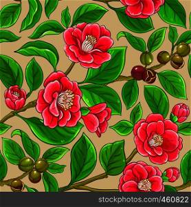 camellia vector pattern on color background. camellia vector pattern