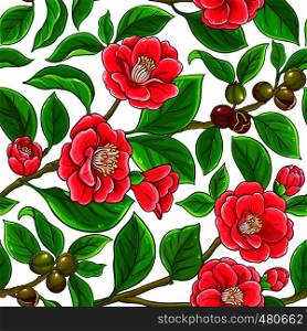 camellia vector pattern on white background. camellia vector pattern