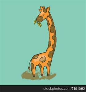 CAMELOPARD Cartoon Savannah Animal Giraffe Hand Drawn Vector