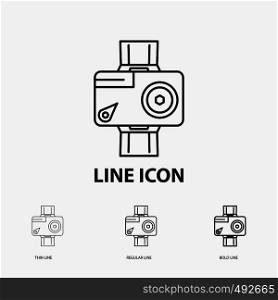 camera, action, digital, video, photo Icon in Thin, Regular and Bold Line Style. Vector illustration. Vector EPS10 Abstract Template background