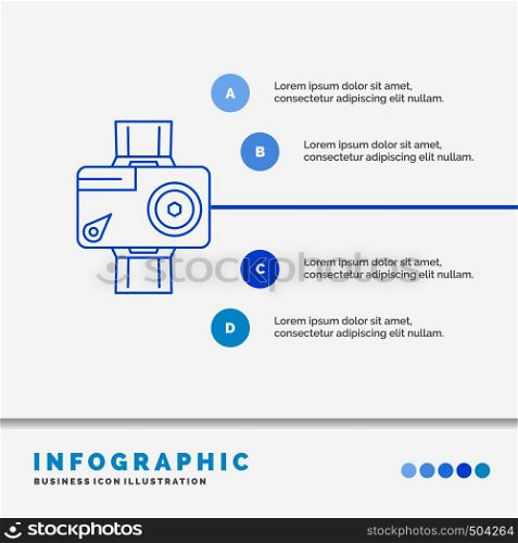 camera, action, digital, video, photo Infographics Template for Website and Presentation. Line Blue icon infographic style vector illustration. Vector EPS10 Abstract Template background