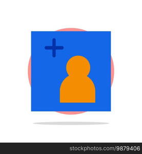 Camera, Add, Picture Abstract Circle Background Flat color Icon