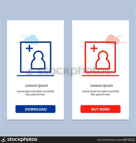 Camera, Add, Picture Blue and Red Download and Buy Now web Widget Card Template