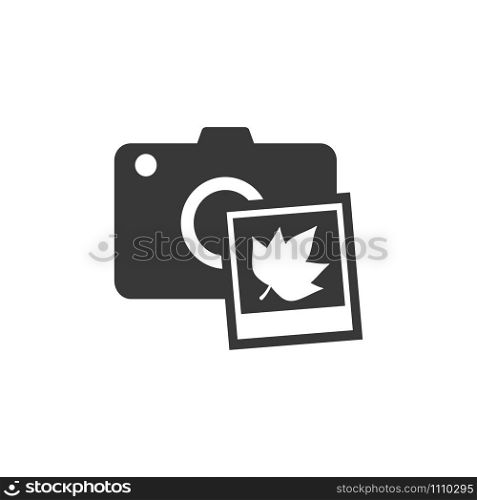 Camera and fall photography. Isolated icon. Technology flat vector illustration
