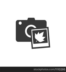 Camera and fall photography. Isolated icon. Technology flat vector illustration