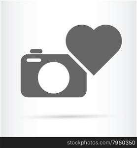 camera and heart icon beloved hobby concept vector illustration