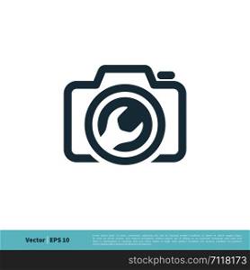 Camera and Wrench Icon Vector Logo Template Illustration Design. Vector EPS 10.